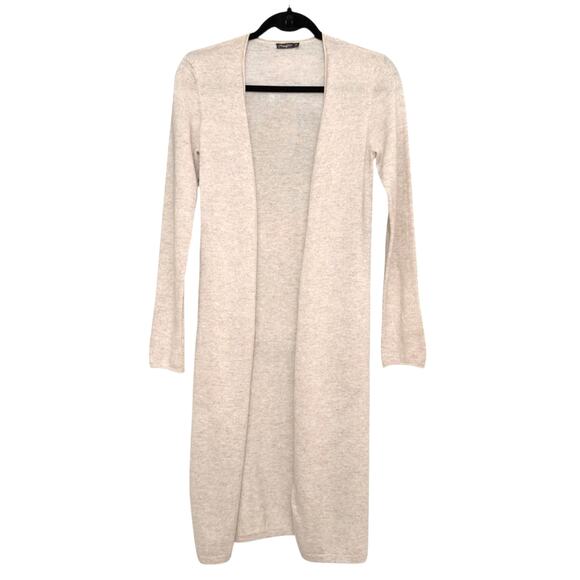 J. Mclaughlin Cashmere Open Front Longline Cardigan Beige Cream Size XS Luxury - Picture 2 of 7